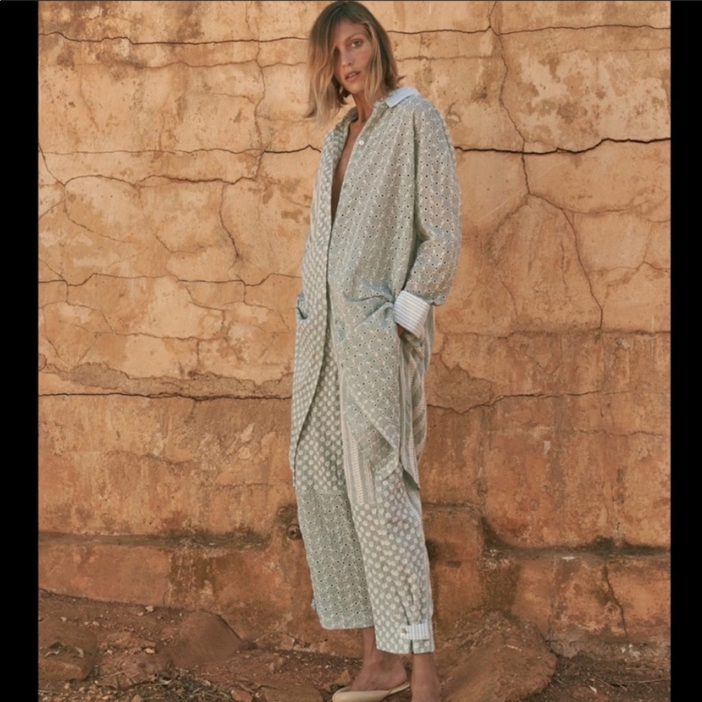 Zara open knit embroidery patchwork dress tunic duster - Picture 4 of 15